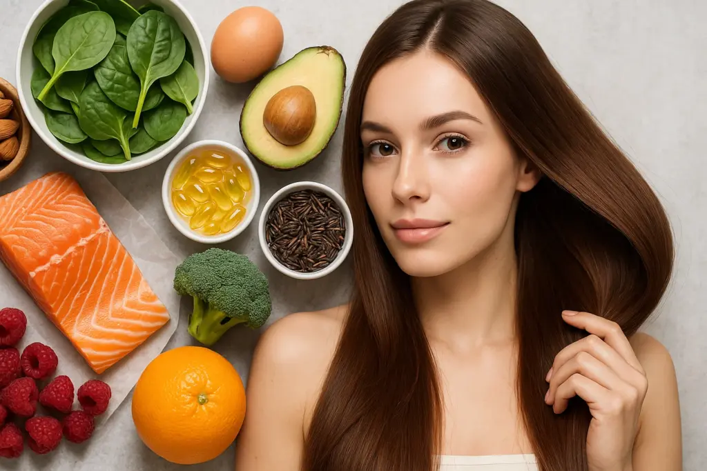 Полезные продукты и витамины для красивых, сильных и блестящих волос