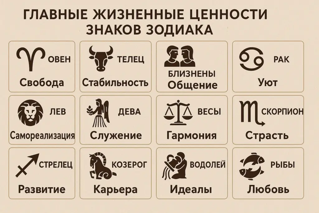 Главные жизненные ценности знаков Зодиака
