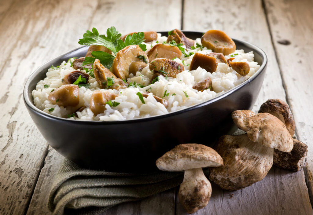 Рецепт ризотто с кабачками и лесными грибами